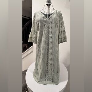 Adrianna Papell Sage Green Lace Overlay Mini Dress